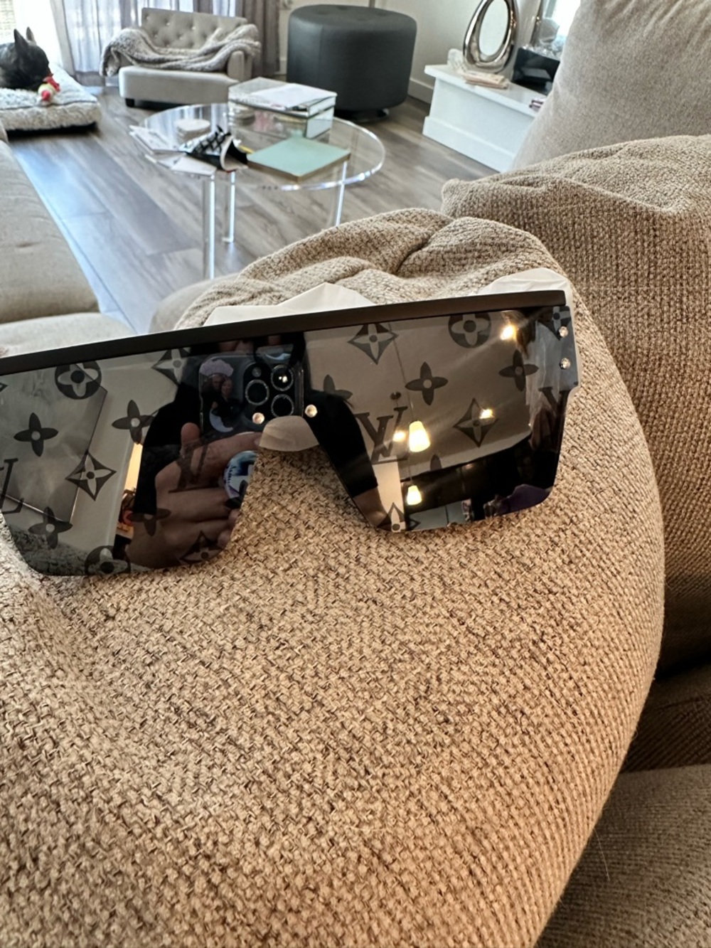 Unisex Black Oversized Shield Sunglasses with Logo Temples